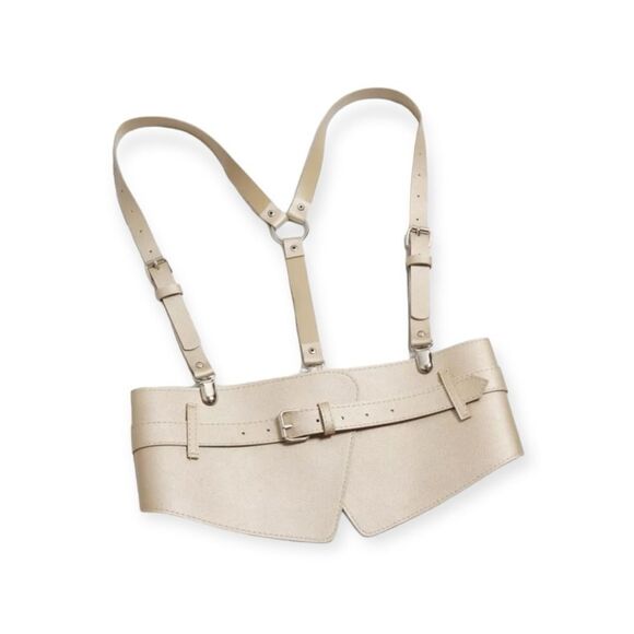 Gold Wide Corset Shoulder Suspender Body Harness Belt NEW